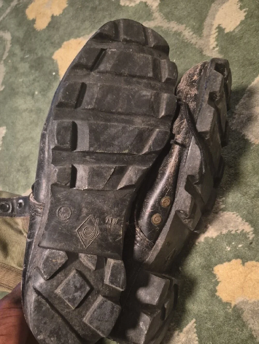 Men's Olive Green and Black Lace-Up Combat Boots